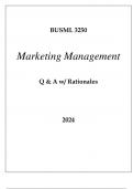 BUSML 3250 MARKETING MANAGEMENT EXAM Q & A 2024.