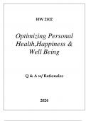 HW 2102 OPTIMIZING PERSONAL HEALTH,HAPINESS & WELL BEING EXAM Q & A