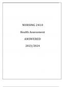 NURSING 2410 HEALTH ASSESSMENT EXAM Q & A 2024