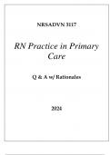 NRSADVN 3117 RN PRACTICE IN PRIMARY CARE EXAM Q & A 2024