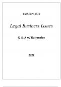 BUSFIN 4510 LEGAL BUSINESS ISSUES EXAM Q & A 2024.