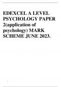 EDEXCEL A LEVEL PSYCHOLOGY PAPER 2(application of psychology) MARK SCHEME JUNE 2023