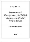 NURSING 7331 ASSESSMENT & MANAGEMENT OF CHILD & ADOLESCENT MENTAL HEALTH ISSUES
