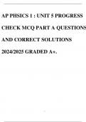 AP PHSICS 1 : UNIT 5 PROGRESS CHECK MCQ PART A QUESTIONS AND CORRECT SOLUTIONS 2024/2025 GRADED A+.