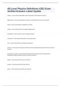 AS Level Physics Definitions &lpar;CIE&rpar; Exam Verified Answers Latest Update