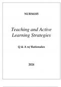 NURS6105 TEACHING AND ACTIVE LEARNING STRATEGIES EXAM Q & A WITH RATIONALE