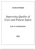 NURS-FPX4020 IMPROVING QUALITY OF CARE & PATIENT SAFETY EXAM Q & A WITH RATIONALES