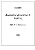 ENG2250 ACADEMIC RESEARCH & WRITING EXAM Q & A WITH RATIONALES 2024.