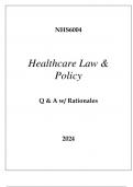 NHS6004 HEALTHCARE LAW & POLICY EXAM Q & A WITH RATIONALES 2024.