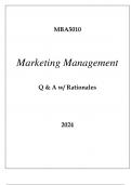 MBA5010 MARKETING MANAGEMENT EXAM Q & A WITH RATIONALES 2024
