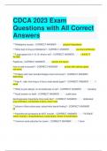 CDCA 2023 Exam Questions with All Correct Answers