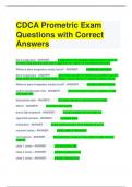 CDCA Prometric Exam Questions with Correct Answers