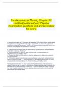 Fundamentals of Nursing Chapter 30&colon; Health Assessment and Physical Examination questions and answers latest top score&period;