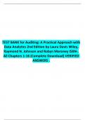 BEST REVIEW TEST BANK for Auditing: A Practical Approach with Data Analytics 2nd Edition by Laura Davis Wiley, Raymond N. Johnson and Robyn Moroney ISBN-. All Chapters 1-16 (Complete Download) VERIFIED  ANSWERS