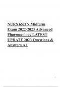 NURS 6521N Midterm Exam 2022-2023 Advanced Pharmacology LATEST UPDATE 2023 Questions & Answers A+