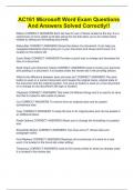 AC161 Microsoft Word Exam Questions And Answers Solved Correctly&excl;&excl;