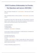 FSOT Freedom of Information Act Practice Test Questions and Answers 2023&sol;2024