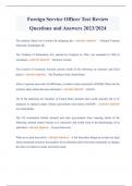 Foreign Service Officer Test Review Questions and Answers 2023/2024