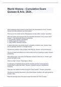 World History - Cumulative Exam Quizzes & Ans&comma; 2024&period;&period;