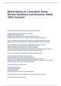 World History A&colon; Cumulative Exam Review Questions and Answers&comma; Rated 100&percnt; Correct&excl;&excl;