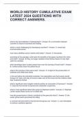 WORLD HISTORY CUMULATIVE EXAM LATEST 2024 QUESTIONS WITH CORRECT ANSWERS&period;