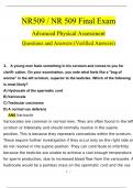 NR509 / NR 509 Final Exam Latest (2024 / 2025): Advanced Physical Assessment Questions and Answers (Verified Answers)