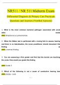 NR511 / NR 511 Midterm Exam: Differential Diagnosis & Primary Care Practicum Questions and Answers (2024 / 2025) (Verified Answers)