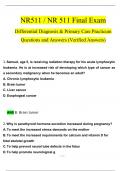 NR511 / NR 511 Final Exam: Differential Diagnosis & Primary Care Practicum Questions and Answers (2024 / 2025) (Verified Answers)