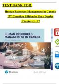 TEST BANK For Human Resources Management in Canada 15th Canadian Edition&comma; Verified Chapters 1 - 17&comma; Complete Newest Version