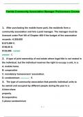 Florida Community Association Manager Pre-licensure Course Exam Questions And Answers 100&percnt; Solved