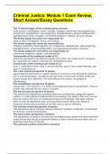 Criminal Justice&colon; Module 1 Exam Review&comma; Short Answer&sol;Essay Questions