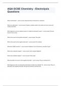 AQA GCSE Chemistry - Electrolysis Questions and 100&percnt; correct answers 2024