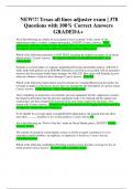 NEW&excl;&excl;&excl; Texas all lines adjuster exam &vert; 378  Questions with 100&percnt; Correct Answers GRADEDA&plus;