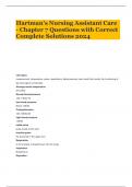 Hartman's Nursing Assistant Care - Chapter 7 Questions with Correct Complete Solutions 2024
