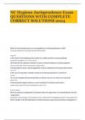 NC Hygiene Jurisprudence Exam QUESTIONS WITH COMPLETE CORRECT SOLUTIONS 2024