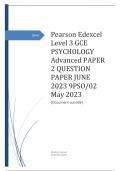  Edexcel Level 3 GCE PSYCHOLOGY Advanced PAPER 2 QUESTION PAPER JUNE 2023 9PSO/02 May 2023 [Document subtitle]