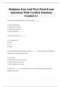 Religions East And West Final Exam  Questions With Verified Solutions  Graded A+ 