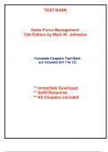 Test Bank for Sales Force Management, 13th Edition Johnston (All Chapters included)