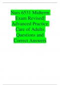 Nurs 6531 Midterm Exam Revised| Advanced Practice  Care of Adults  Questions and  Correct Answers