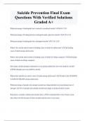 Suicide Prevention Final Exam  Questions With Verified Solutions  Graded A+ 