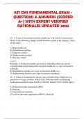 ATI CMS FUNDAMENTAL EXAM - QUESTIONS & ANSWERS (SCORED A+) WITH EXPERT VERIFIED RATIONALES UPDATED 2023
