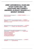 ARMY AEROMEDICAL EXAM AND STUDY GUIDE 2024 | 300 QUESTIONS AND CORRECT ANSWERS (ALREADY GRADED A+) | NEWEST VERSION