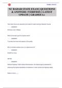 NC RADAR STATE EXAM &vert; QUESTIONS  & ANSWERS &lpar;VERIFIED&rpar; &vert; LATEST  UPDATE &vert; GRADED A&plus;