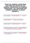 TEXAS CDL GENERAL KNOWLEDGE TEST BANK 2024 TEXAS CDL CDL GENERAL KNOWLEDGE CDL-GENERAL KNOWLEDGE | 700+ QUESTIONS AND CORRECT ANSWERS | ALREADY GRADED A+