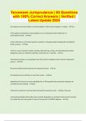 Tennessee Jurisprudence &vert; 85 Questions with 100&percnt; Correct Answers &vert; Verified &vert; Latest Update 2024