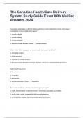 The Canadian Health Care Delivery System Study Guide Exam With Verified Answers 2024&period;