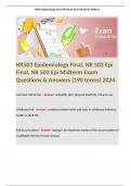 NR503 Epidemiology Final, NR 503 Epi Final, NR 503 Epi Midterm Exam Questions & Answers (190 terms) 2024. 