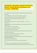 Assistant Laboratory Animal Technician  &lpar;ALAT&rpar;&comma; Exam Review Questions and answers&period; VERIFIED&period;&sol; 2024&sol;25 EXAM PREDICTION QUESTIONS&sol; 