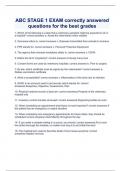 ABC STAGE 1 EXAM correctly answered questions for the best grades