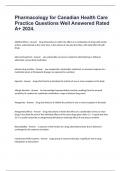 Pharmacology for Canadian Health Care Practice Questions Well Answered Rated A&plus; 2024&period;